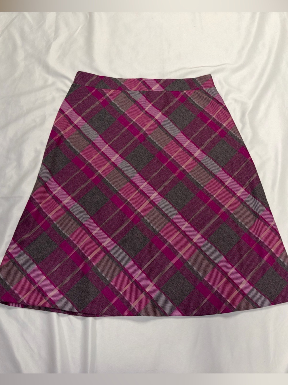 Serengeti Pink and Gray Asymmetrical Plaid Mini Skirt